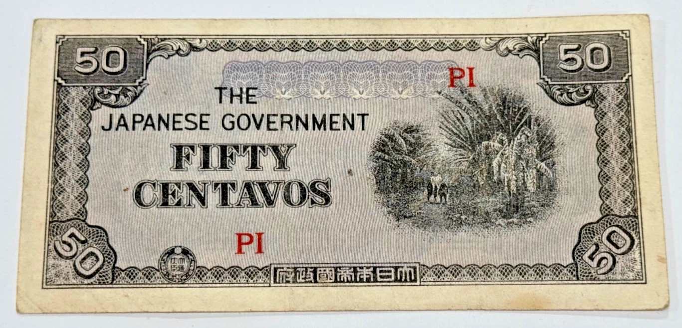 1942 WWII Japanese 50 Centavos Banknote