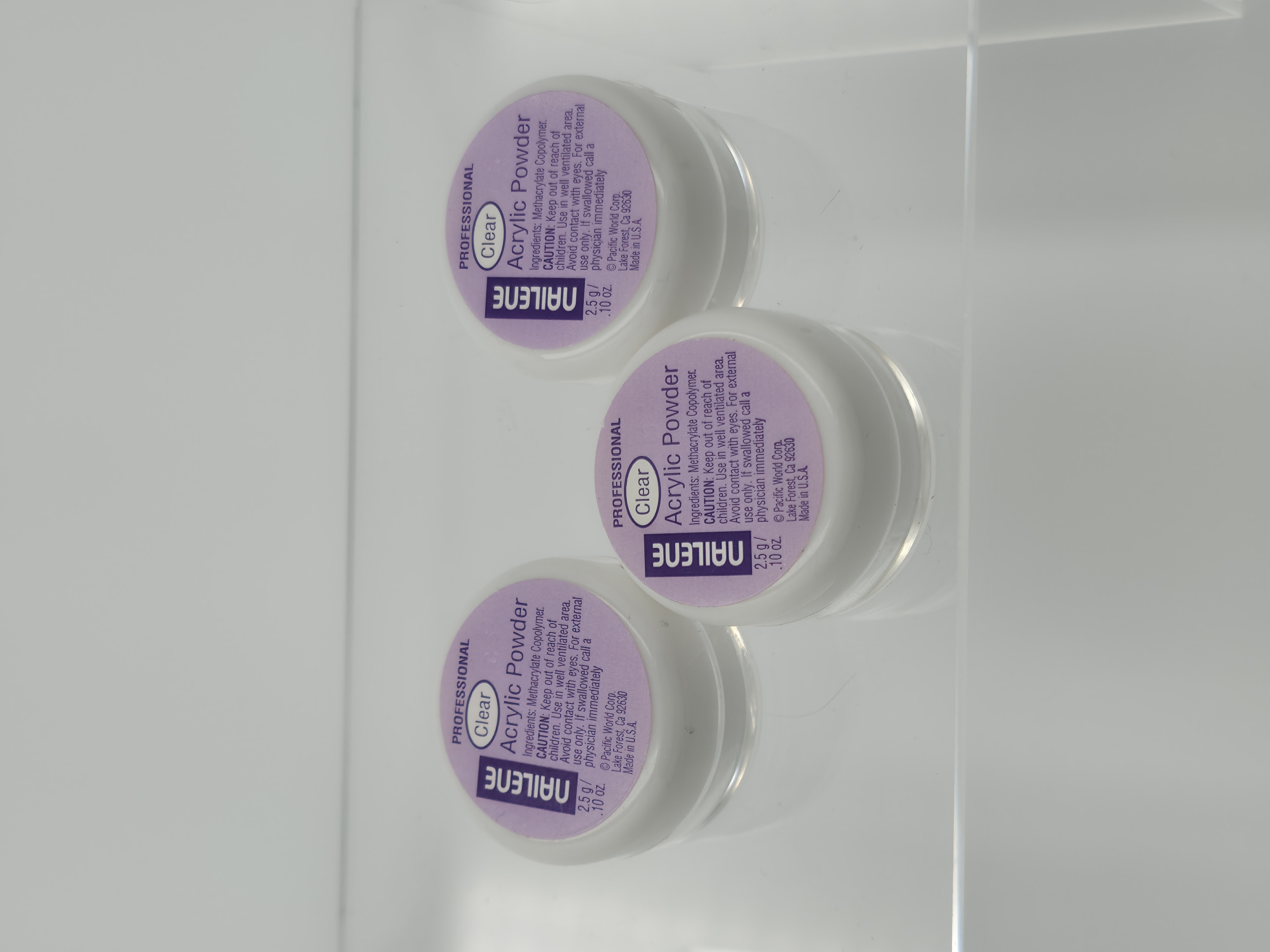 Nailene Professional Acrylic Powder - Clear - Lot of 3