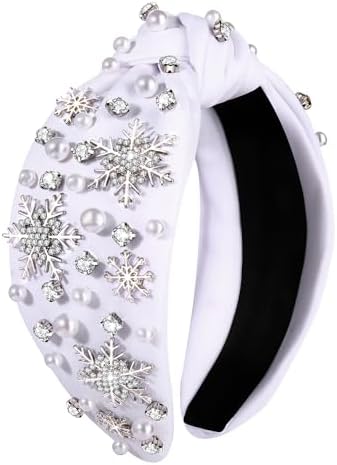 Christmas White Knotted Snowflake Party Favor Headband