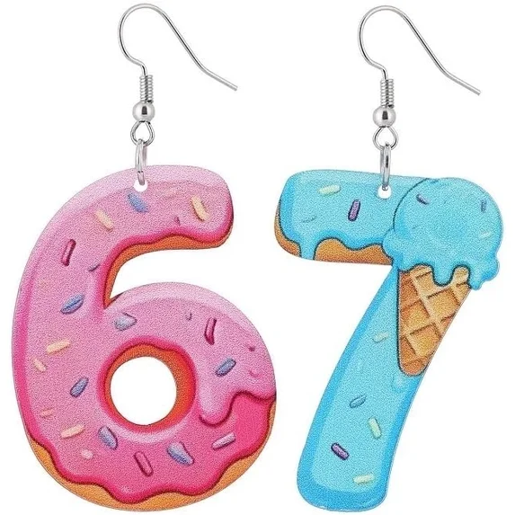 Ice Cream & Donut Six Seven Dangle Earrings