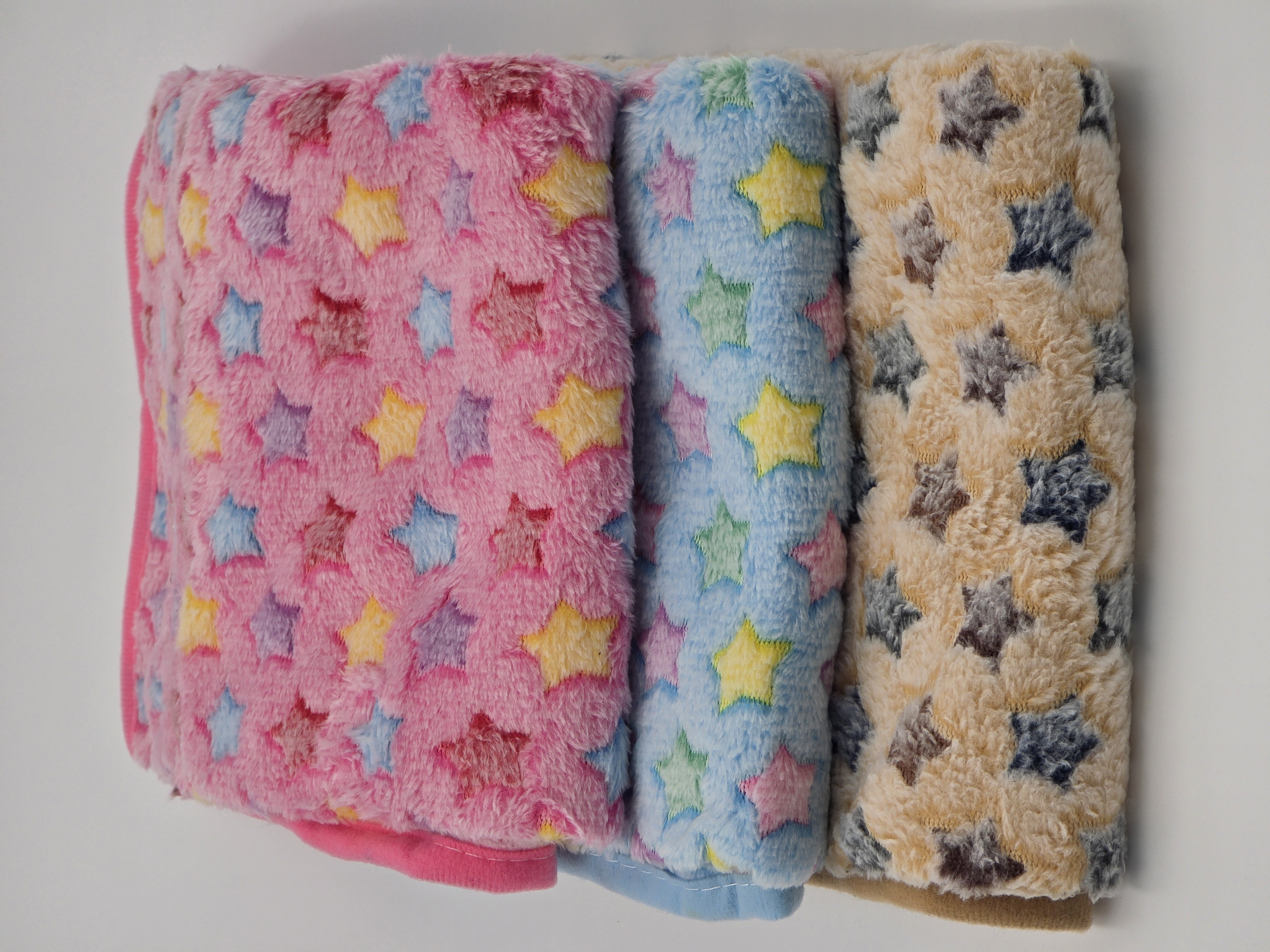 3-Pack Multi-Colored Star Pattern Pet Blankets (30" x 20")