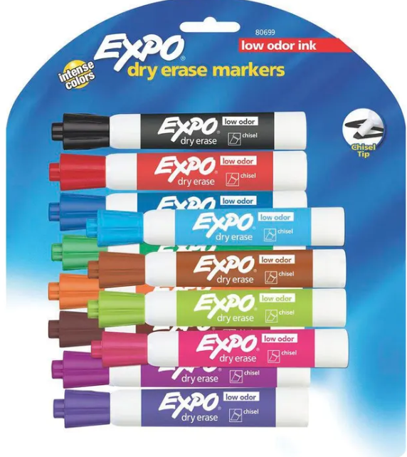 EXPO Dry Erase Markers, Chisel Tip [12-Count Assorted Colors]